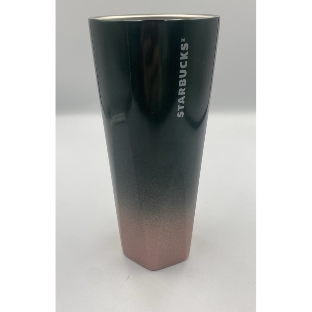 Starbucks 2023 Winter Holiday‎ Green & Rose Gold Glitter Tumbler NEW